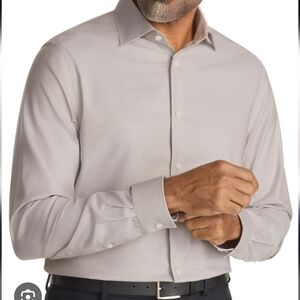 EUC Michael Kors Size Medium Slim Fit Airsoft Eco Beige Button Down Dress Shirt